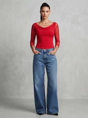 Reoria Top 3/4 Mesh Sleeve - NWT
